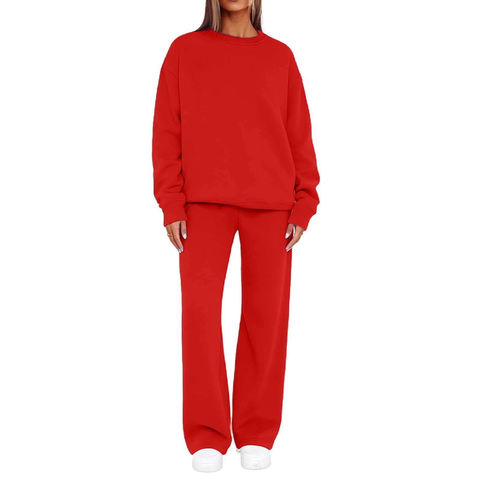 Survêtement pour femme - Ensemble complet d'automne à manches longues pour femme - Tenue de sport décontractée à col rond - Haut et pantalon de jogging avec poches