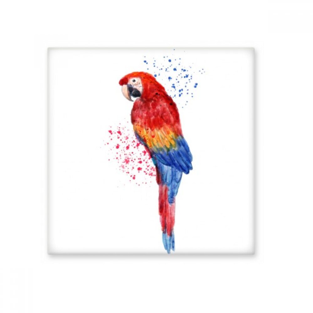 Oiseau rouge psittaciformes cadeau artisanal original en carrelage céramique décoratif