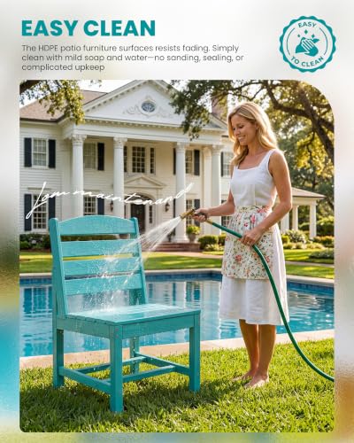 Image of SERWALL Armless Outdoor Dining Chair Set of 2, All Weather Resistant,Aruba