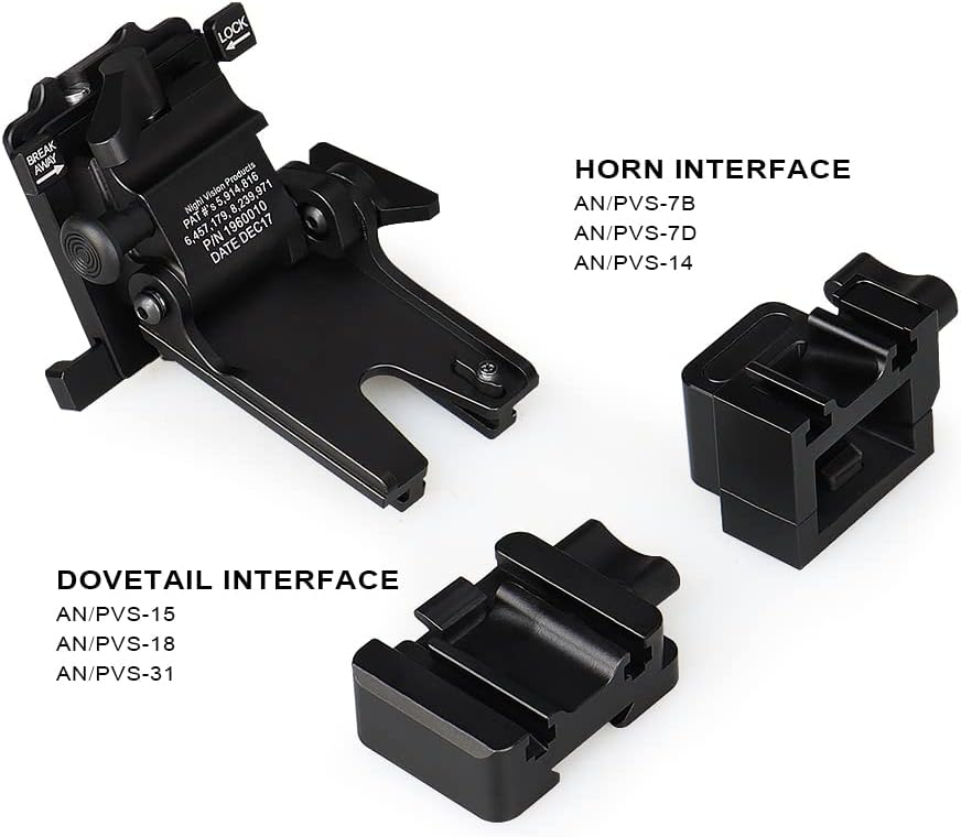 New Metal Night Vision Goggle Bracket, Modular Interface Design + j-arm Mount for Helmet fit for Hunting PVS 14(UK Standard Interface)