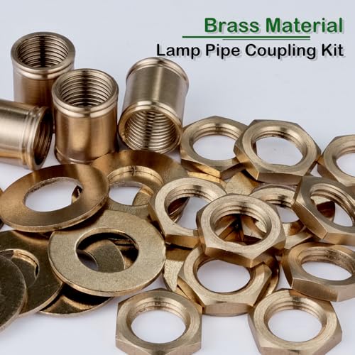 Image of Lamp Pipe Locknut,Lamp Rod Couplings,Brass Lock Nut Fasteners for Standard 1 /8 IP Threaded Pipe,Perfect for Lamp Assemlby or Repair,Lamp Tube Threaded Locknuts