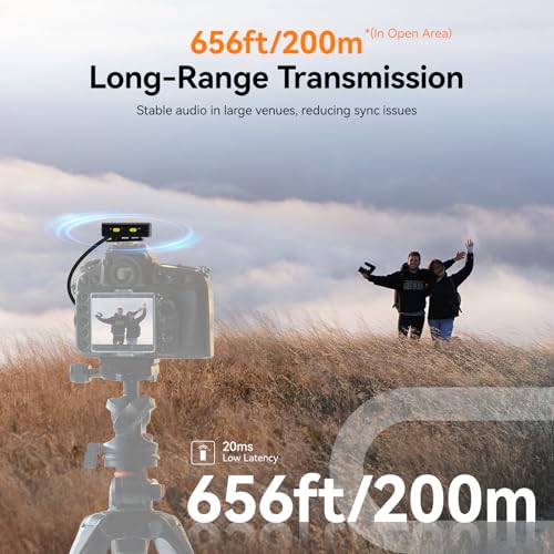 Image of SVBONY D4 4-Person Wireless Lavalier Microphones Systems for Group Videos | Compatible with iPhone, Android, Camera, 2-Level Noise Reduction, 656ft Range, Smart Display, Magnetic Mount,Safety Track