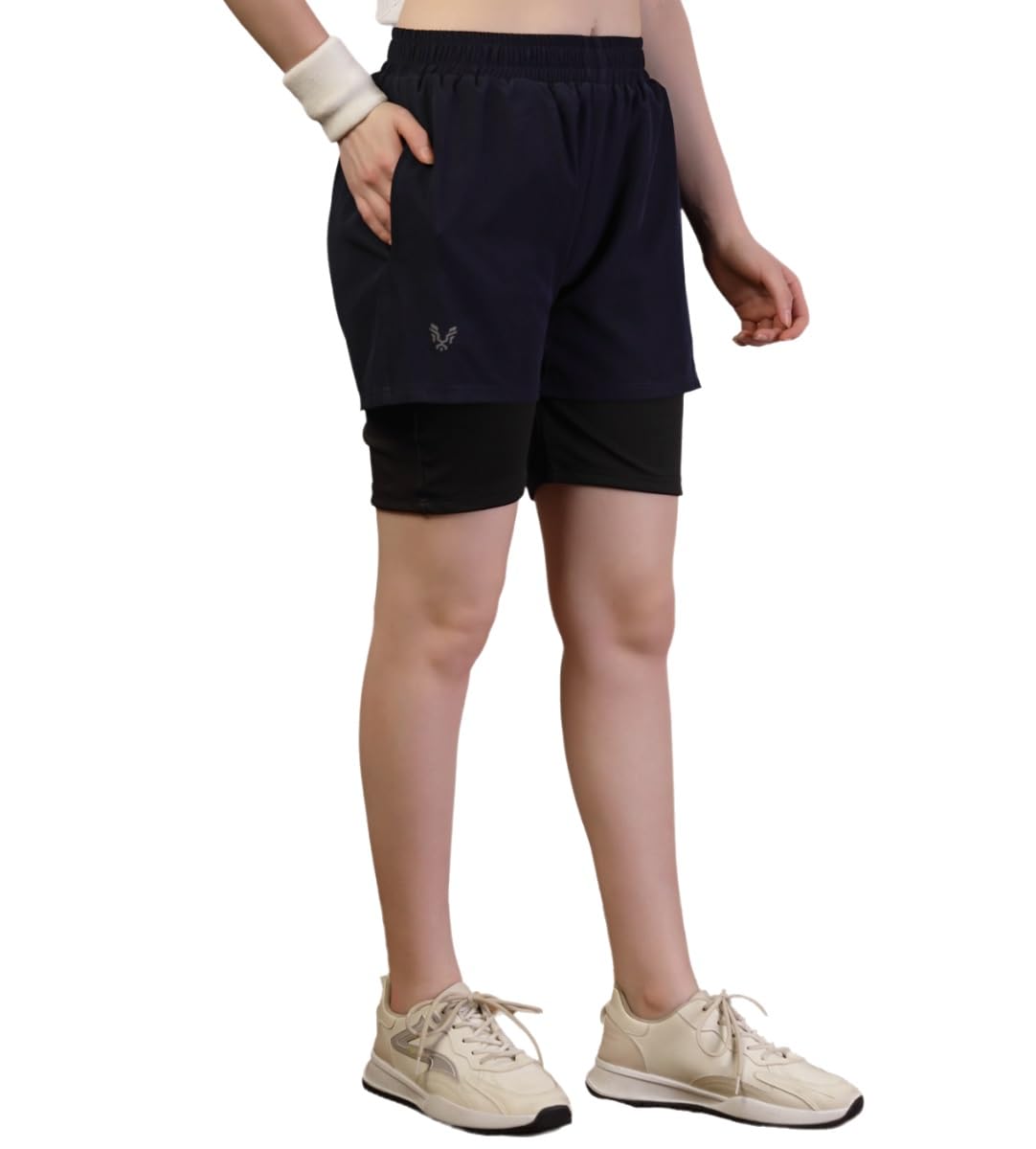 Women's Double-Layered Compression Shorts with Side Pocket – Perfect for Gym, Yoga & Active Wear-image-28