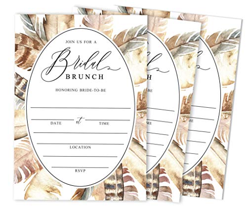 Inkdotpot 30 Feathers Fill-In Style Bridal Shower Invitations Wedding Blank Invites