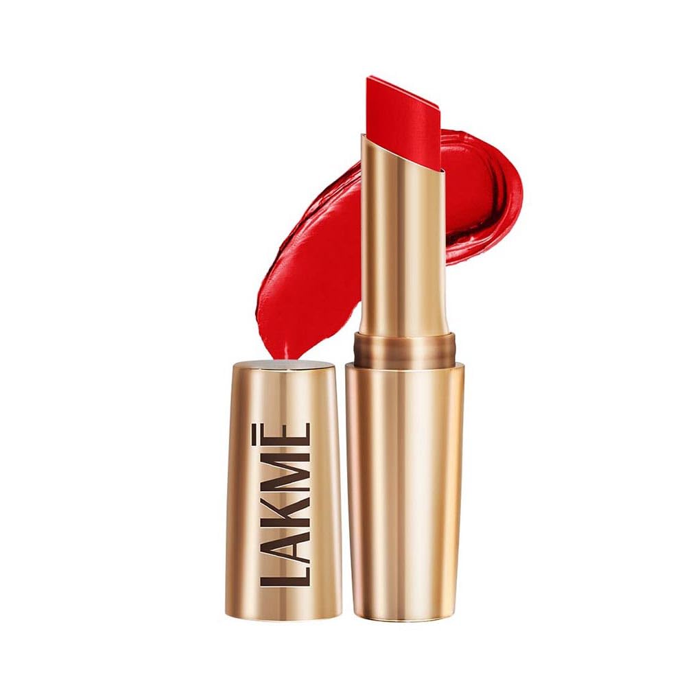 Lakme Powerplay Priming Matte Lipstick, Smooth Matte Finish, Lightweight Lipstick, Smudgeproof, Lasts 16hrs, Hydrates Lips, Red Twist, 3.6g