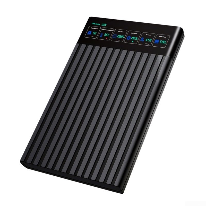 Caja de disco duro USB 3 2, con pantalla LED para monitoreo en tiempo real del estado y uso del disco, soporta 2 5 III HDD (A-C + adaptador)