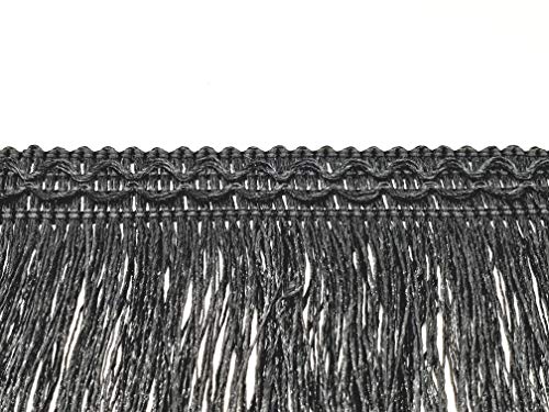 Mnj-Trimmings-2 METRES Fringe Tassel Trim 20CM Wide, Available in 5 Colours(Black)