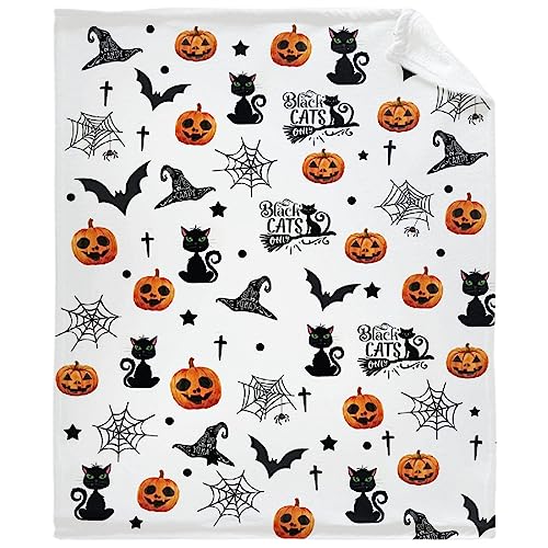 Image of SUPERICH Halloween Pumpkin Bat Baby Blanket Gifts Super Soft Swaddle Newborn Cozy Baby Receiving Blanket Stroller Throw Blanket for Crib 40x30 XSmall for Puppy
