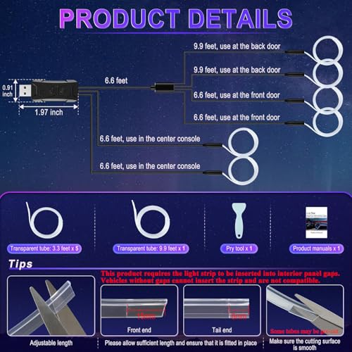 LivTee Smart LED Car Lights with USB