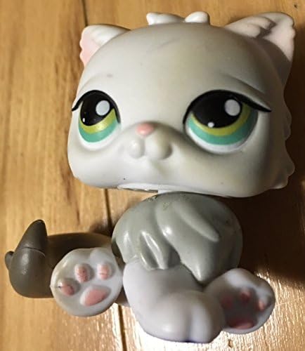 Persian #328 (Grey, Green Eyes) Littlest Pet Shop (Retired) Collector Toy - LPS Collectible Replacement Single Figure - Loose (OOP Out of Package & Print)