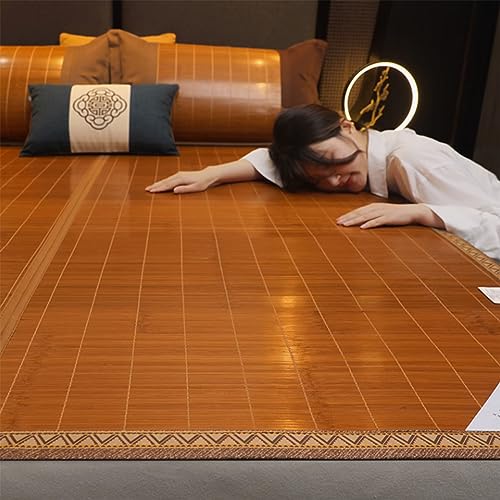 Alfombrilla de bambú natural para verano, transpirable, de seda de hielo, plegable, para sala de estar y pasillo (tamaño: 220 x 200 cm)