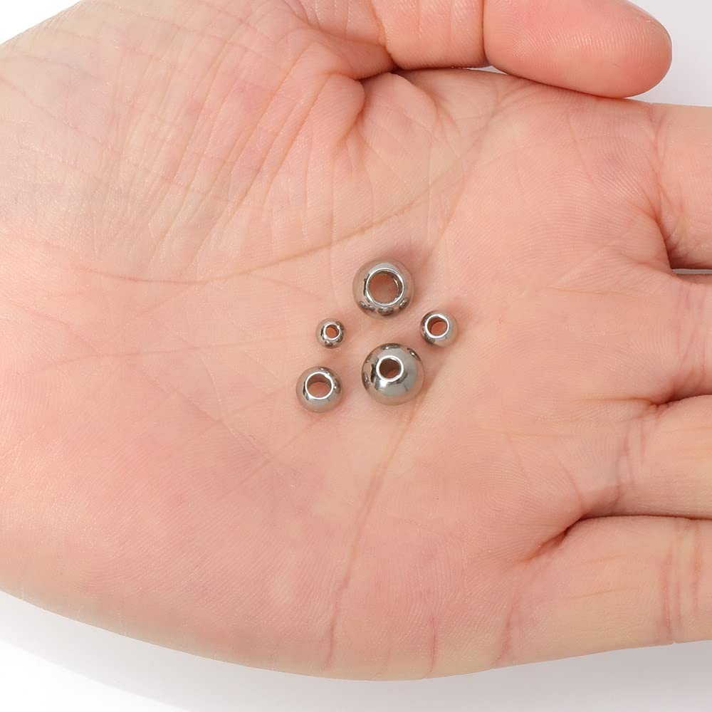 Kula łożyskowa ze stali nierdzewnej, 20 sztuk koraliki ze stali nierdzewnej 13mm-30mm do wyrobu biżuterii koraliki dystansowe luzem otwór w kształcie kuli 3-5mm do bransoletek elementy biżuterii DIY(2
