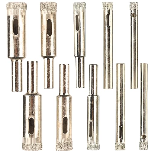 Mesee 10Pcs Punta per Vetro Sega a Tazza Diamantata, Punte di Trapano Rivestito Diamantate, Seghe a Tazza per Vetro per Vetro, Porcellana, Marmo, Ceramica, Piastrelle, Piastrelle Smaltate