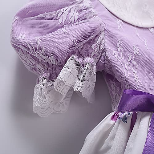 Pettigirl Girl Elegant Purple Spring Floral Ruffle Lace Clothes Kid Toddler Lovely Pageant Party Wedding Boutique Dress3
