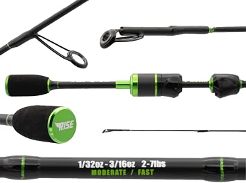 Eurotackle Rise Spinning Rod Ultralight Fishing | 2 Pieces | UL Rod for Panfish, Trout, Crappie | T25 Carbon