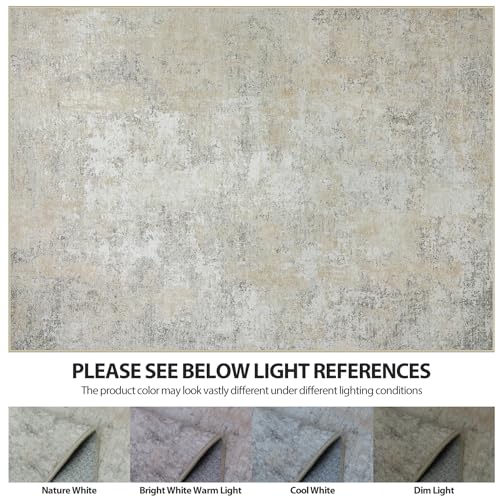 6x9 Area Rugs for Living Room Rug Washable: Abstract Rug for Dining Room Bedroom Carpet Non Slip 6 by 9 Indoor Modern Nursery Home Office Beige Grey