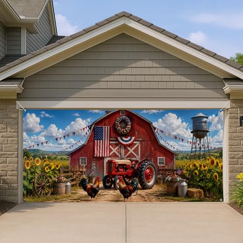 Housse de porte de garage rustique pour rénover visuellement votre façade avec style en été