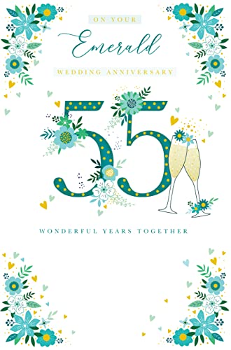 Biglietto di auguri per il 55° anniversario di matrimonio con finitura in lamina di champagne