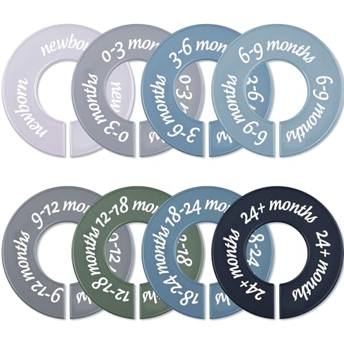 Image of ForraFun 8 Pcs Baby Closet Dividers Unisex Baby Clothes Organizers Clear Labels for Nursery Closet Organizer & Decor Nursery Fits Most Rods(Modern,Cool Colors)