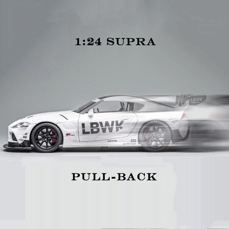 Image of 1:22 Scale Big Size Toyota Supra GR LBWK Metal Diecast Car for Kids with Openable Doors, Sound, Light Effects, Pullback Function (Black)