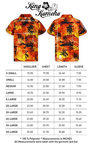 King Kameha Funky Hawaiian Shirt, Shortsleeve, Surf, Orange, Xl #TOP6