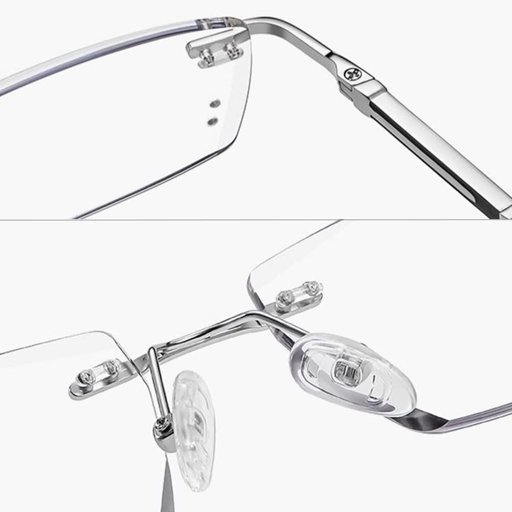 Herren Lesebrille HD Randlose Sonnenbrille UV Schutz Photochrome Lesehilfe Sehhilfen Metallgestell Sonnenleser Anti Blaues Licht (Size : 2.0X)