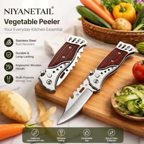 NIYANETAIL Vegetable Peeler with Wooden Handle - Image 3