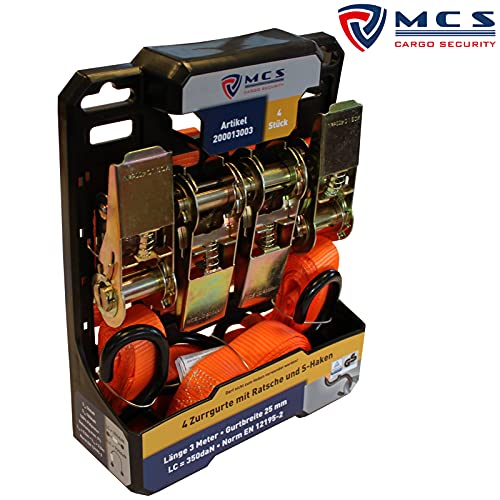 Spanngurte mit Ratsche und Haken 4er Set, 25mm breit 3m lang, bis 700kg, Spanngurt-orange, Zurrgurte für Ladungssicherung, Spanngurte mit Haken, Gurtband, Zurrgurt 3m - TÃV Rheinland geprüft – Bild 5