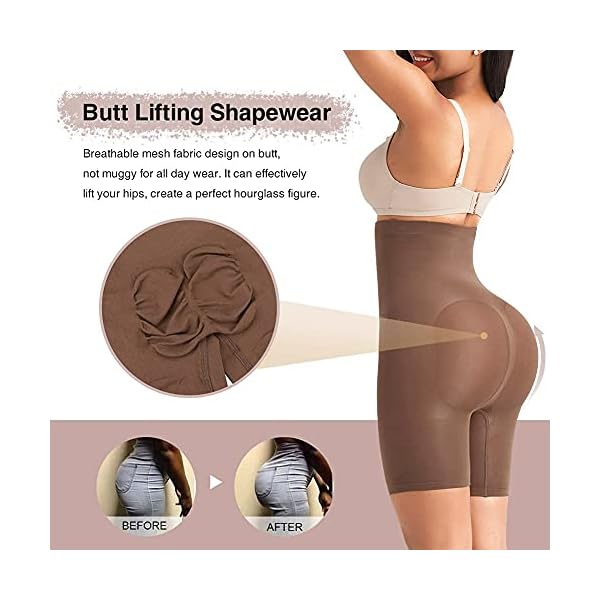FeelinGirl-Shapewear-for-Women-Tummy-Control-High-Waisted-Shorts-Under-Dresses-Invisible-Body-Shaper FeelinGirl Tummy Control Shapewear High Waist Body Shaper for Women Control Shorts Butt Lifter Thigh Slimmers Light Brown