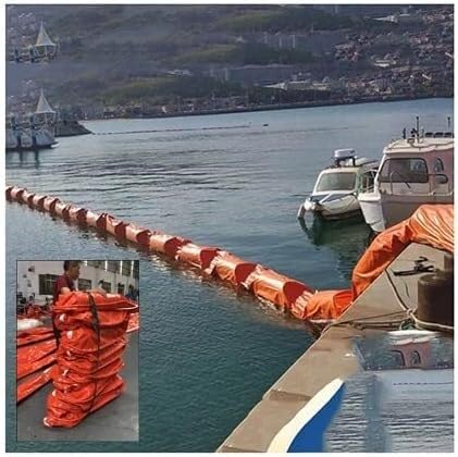 GPECTIFO Barrera de PVC Anti-inundación, Barrera Flotante contra el petróleo, protección fluvial, Barrera de Agua anticontaminación, Caucho Engrosado, Reutilizable.(0.9X10M)