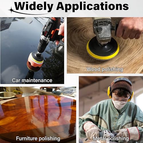 Image of 53 PCS Car Headlight Restoration Kit, 3 Inch Drill Sanding Disc with 1 /4 Inch Shank Backing, Loop and Hook Sanding Paper, Scouring Pads, Polishing Sponge, Soft Interface Pad, Masking Tape