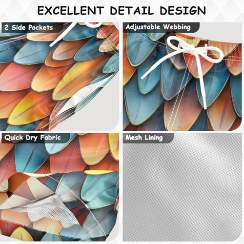 Boys Quick Dry Swim Trunks with Pockets Colorful Skin Dragon Scales Beach Shorts for Kids, Toddler Swimsuit Boy3