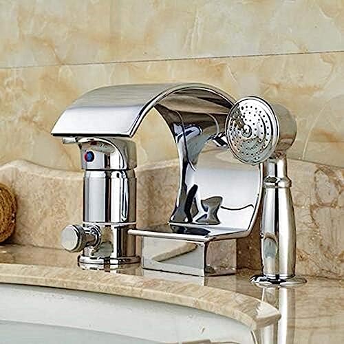 Robinet de baignoire chrome avec douchette laiton monocommande