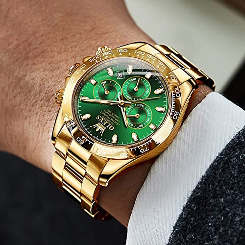 Image of OLEVS Automatic Gold Watches for Men Luxury Classic Stainless Steel Calendar Luminous Waterproof Watches for Men