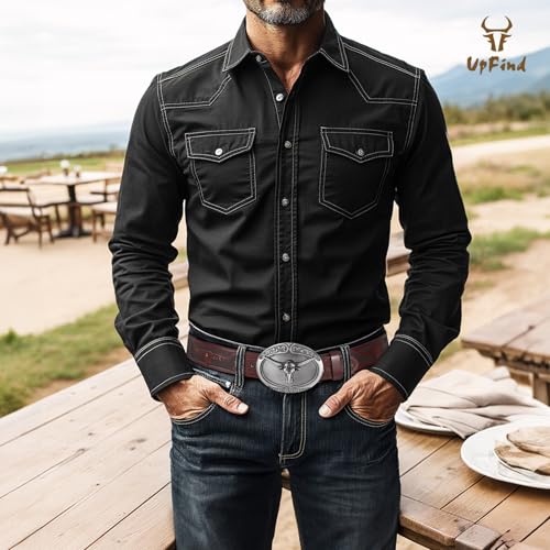 Men Womens Cowboy Belt Western Leather Buckle Belt for Jeans Cowgirl Belt 1.5’’ Wide2