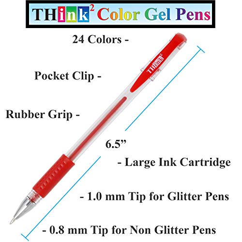 Image of [24 Colors] Think2 Color Gel Pens Set for Teens and Adult. Perfect for Drawing, Journaling, Doodling, Scrapbooking