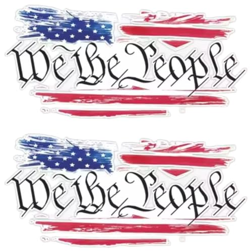 We The People American Flag Stickers Patriotic Decals Set of 2 Size 5.9 x 3.14