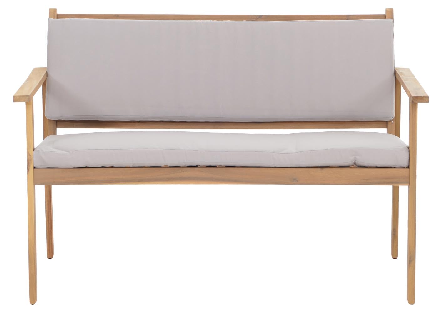 Mendler Set da giardino HWC-O19, salottino panca poltrona tavolo, legno acacia MVG stoffa/tessuto (180g/m²) - cuscini grigio