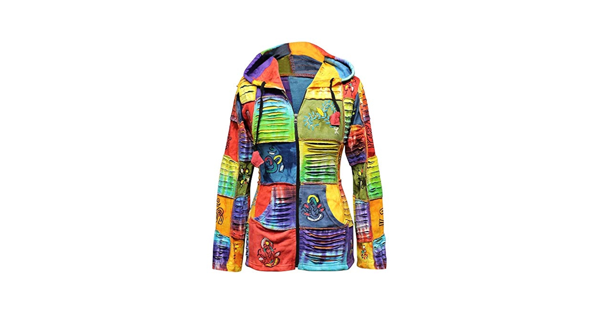 【BeDevil】Colorblock Shibori Zip-Up Jacket Amazon.com: Shopoholic Fashion Slashed Patchwork Hippie