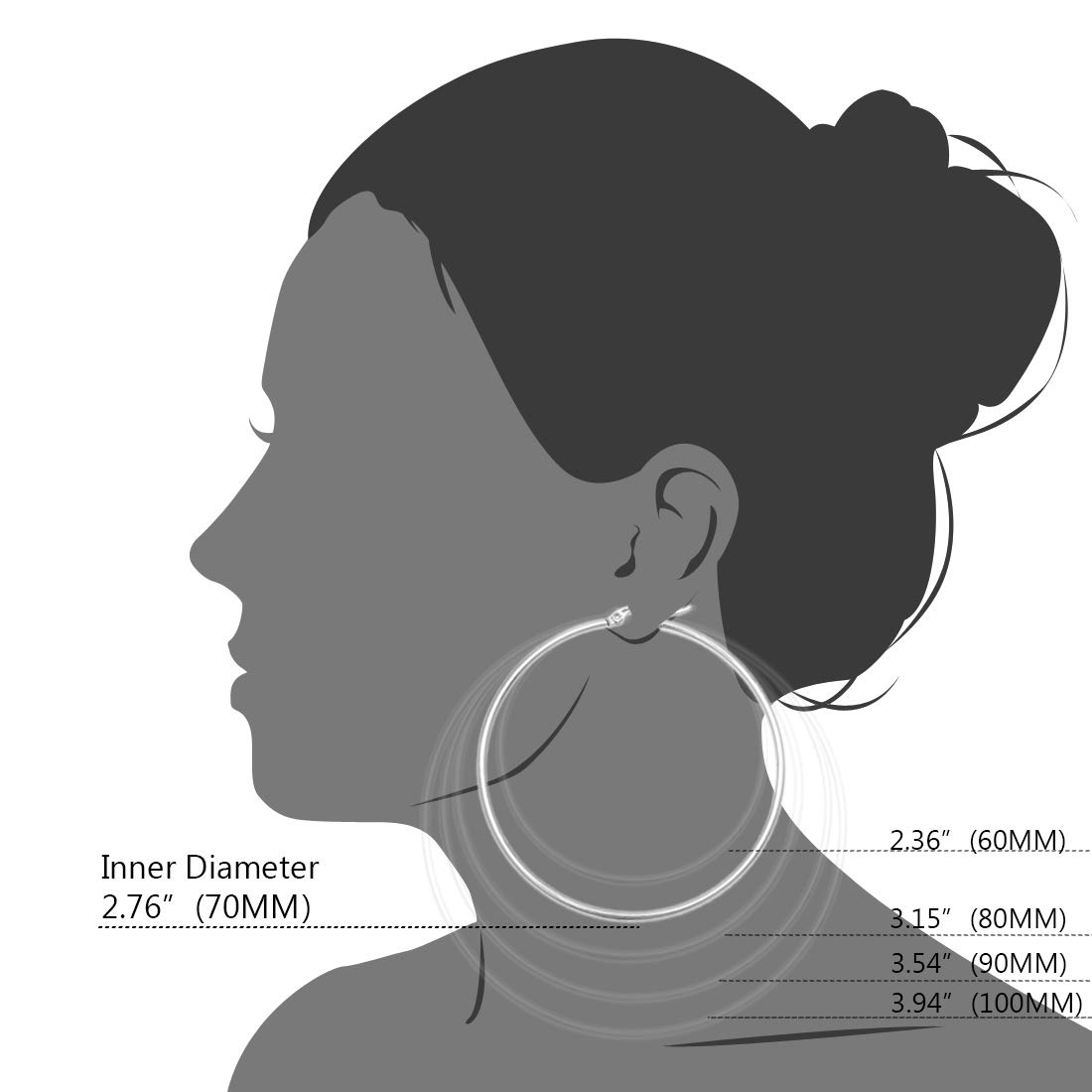 Huge Gold Hoop Earrings for Women - Plated Stainless Steel, 70-100mm Large Hooped Earrings