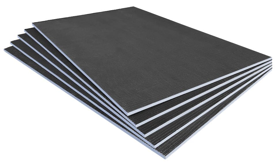 Ardex Waterproof Lightweight Vapor-Resistant Cementitious XPS Foam Board TLT 119 with Fiberglass Mesh, 32' x 48' x 1/2' Building Panel for Shower Wall and Floor Tile Substrate, 5 Pcs Bundle