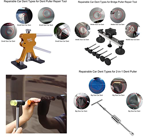 Fly5D Complete Paintless Auto Dent Removal Tools Set, Pdr Dent Puller Kit For Autobody Repair Of Dents With Different Aluminum Dent Pull Tabs Can Be Reused Countless Times #TOP2