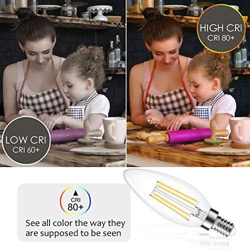 Cotanic Dimmable E12 Candelabra Led Bulbs, 60W Equivalent,4000K Daylight,600Lm Ceiling Fan Light Bulb,C35 Filament Chandelier Light Bulbs B11 Candle Lights With Clear Glass,Pack Of 6 #TOP4