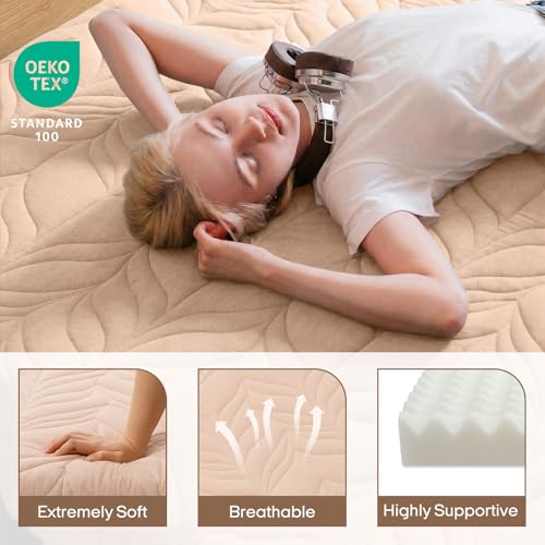 Image of ZonLi Japanese Floor Mattress Futon Mattress Queen Size, 4 inch Thicken Roll Up Tatami Mat w / 100% Cotton Washable Cover, Portable & Foldable Floor Bed Mattress for Sleeping, Dormitory, Adult Kids, Coffee