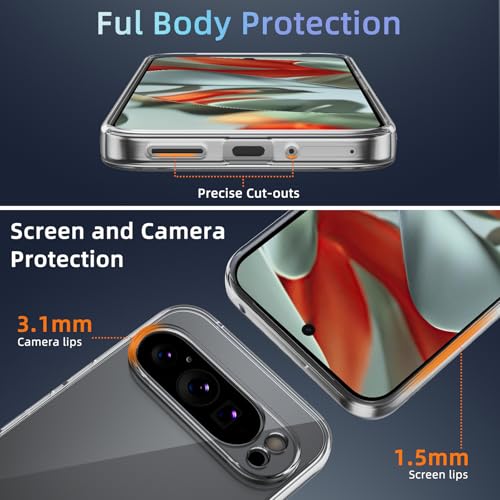 Image of X-level Clear Case for Google Pixel 9 Pro XL, Non-Yellowing Soft TPU Ultra-Thin Phone Cover Anti-Slip Scratch Resistant Slim Fit Silky Touch Shockproof Phone Cases for Pixel 9 XL, Clear