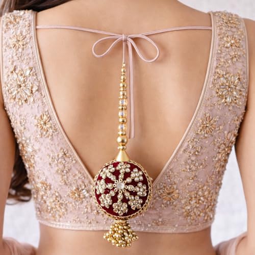 Image of Adikala Craft Store Handmade Ethnic Latkan Tassel Set of 2 for Saree Pallu, Blouse, Suits, Dupatta, Lehenga Decor | Ethnic Saree Pallu, Blouse, Suit, Dupatta & Lehenga Decoration (Round Maroon)