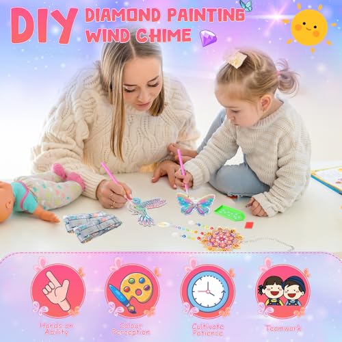 Jovicos Geschenk Mädchen 6 7 8 9 10 11 Jahre, Diamond Painting Kinder Spielzeug ab 5-12 Jahre, Bastelset Kinder Windspiel Basteln Sonnenfänger Kristalle Zum Aufhängen