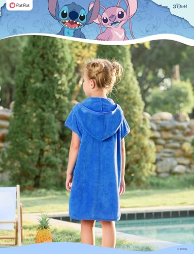 Image of Disney Marvel Princess Frozen Stitch Elsa Girls Hooded Swim Cover Up for Swimsuit Bathing Suit Swimwear Pocket 4-7 Years