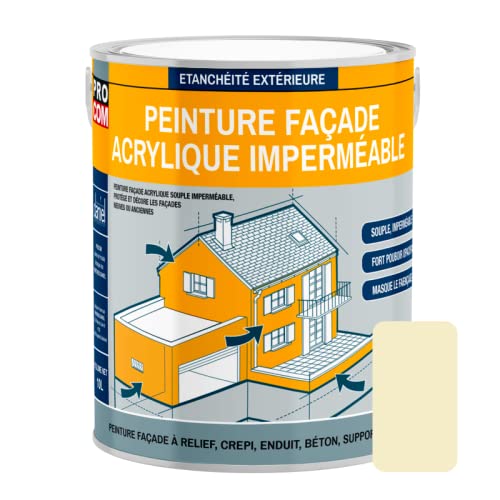 PRO COM Peinture façade crépi, façade à relief, imperméabilisation et protection des façades - Durable jusqu'à 10 ans 2.5 litres