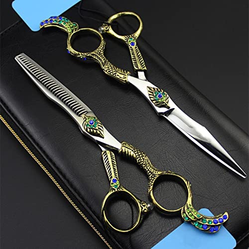 Juego de Tijeras de peluquería de Acero Inoxidable con diseño ergonómico, Herramientas Profesionales, Resistentes a la corrosión y con Cuchillas afiladas.